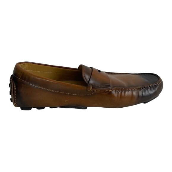 Scarpe Di Bianco SPQR Burnished Calf Driving Loafer Moc Brown Shoes US 9.5 Italy - Picture 8 of 13